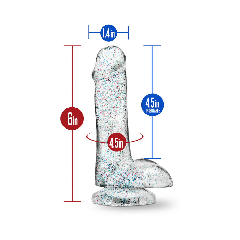 NATURALLY YOURS 6 IN. GLITTER COCK REALISTIC DILDO WITH BALLS SPARKLING CLEAR