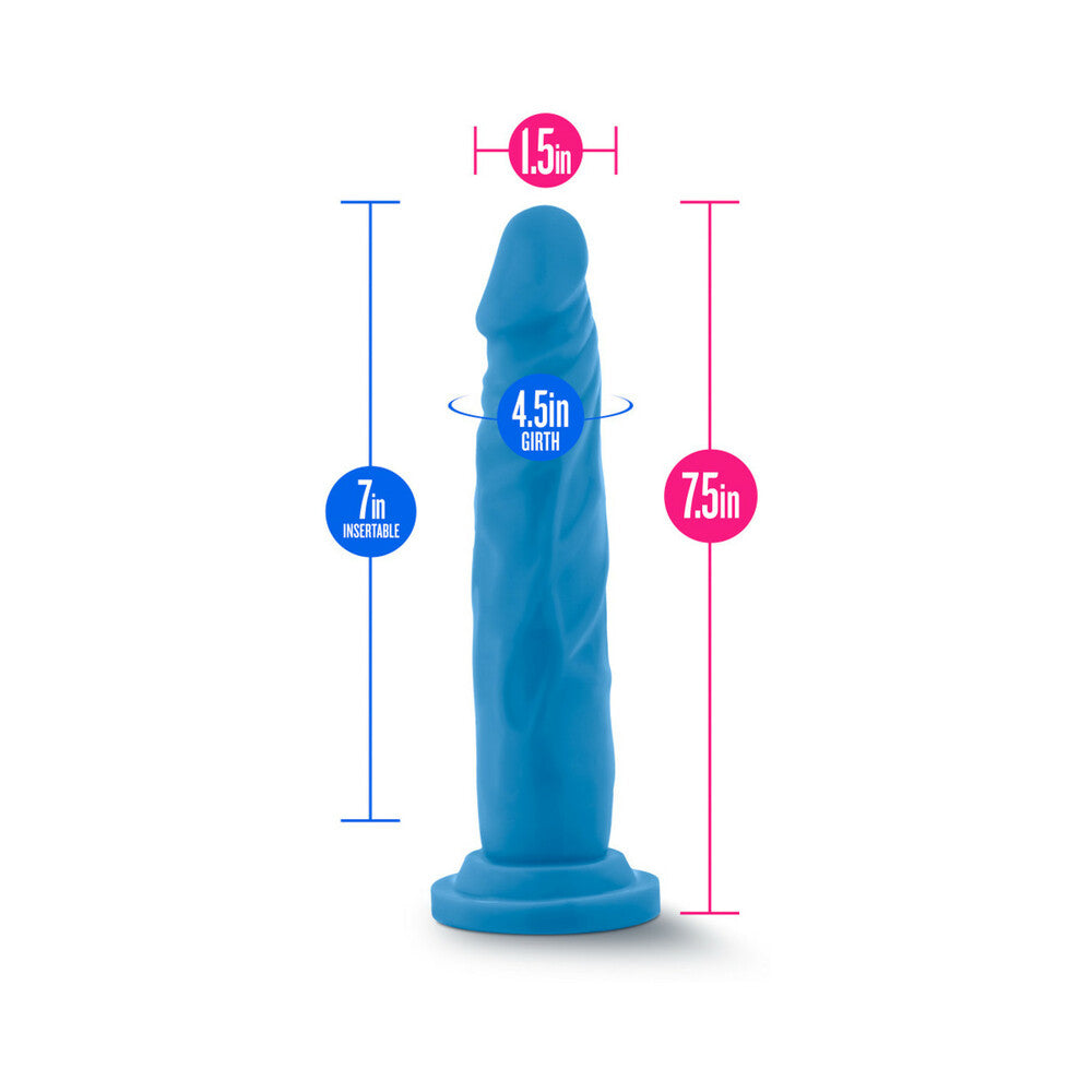 BLUSH - NEO 7.5 IN. DUAL DENSITY DILDO NEON BLUE