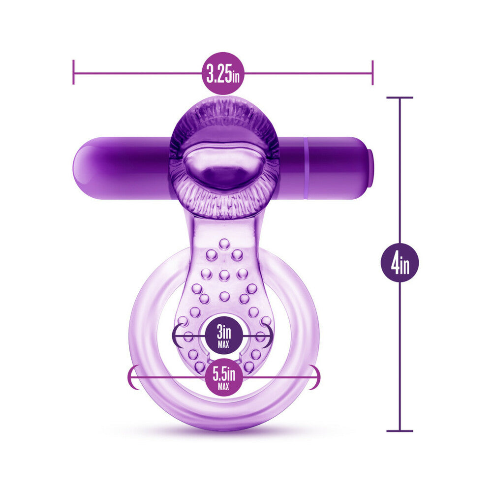 BLUSH - PLAY WITH ME LICK IT VIBRATING DOUBLE STRAP COCKRING PURPLE