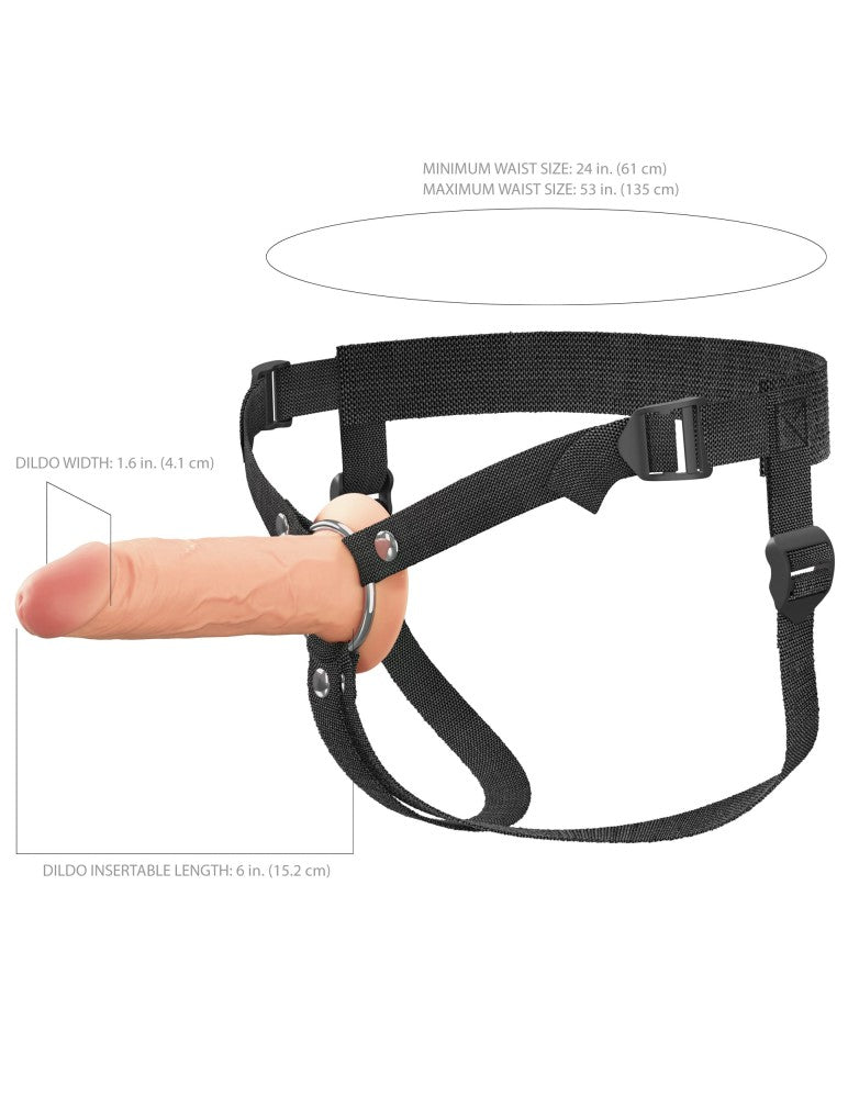 PIPEDREAM - FANTASY X-TENSIONS ELITE - 6" SILICONE HOLLOW STRAP-ON - DUAL DENSITY