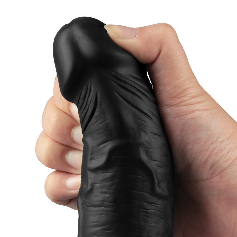 LOVETOY - 9.5" REAL SOFTEE RECHARGEABLE VIBRATING DILDO(BLACK)_B15O50_4