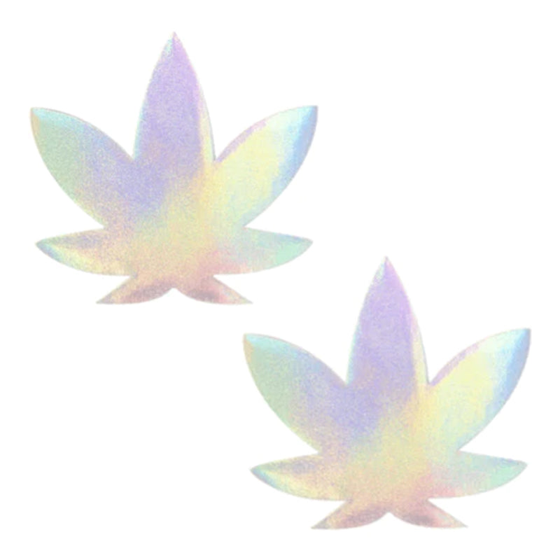NEVA NUDE PASTY WEED LEAF HOLOGRAPHIC
