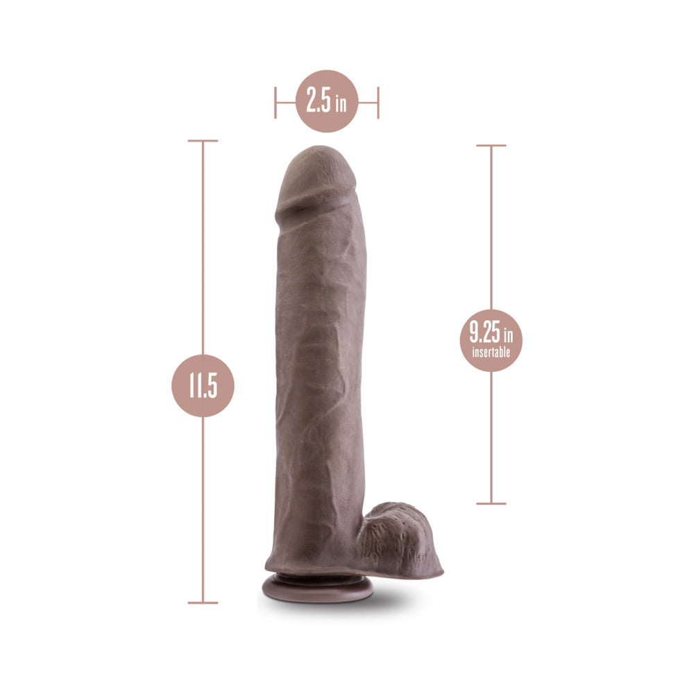 AU NATUREL BIG JOHN 11.5 IN. POSABLE DUAL DENSITY DILDO WITH BALLS BROWN