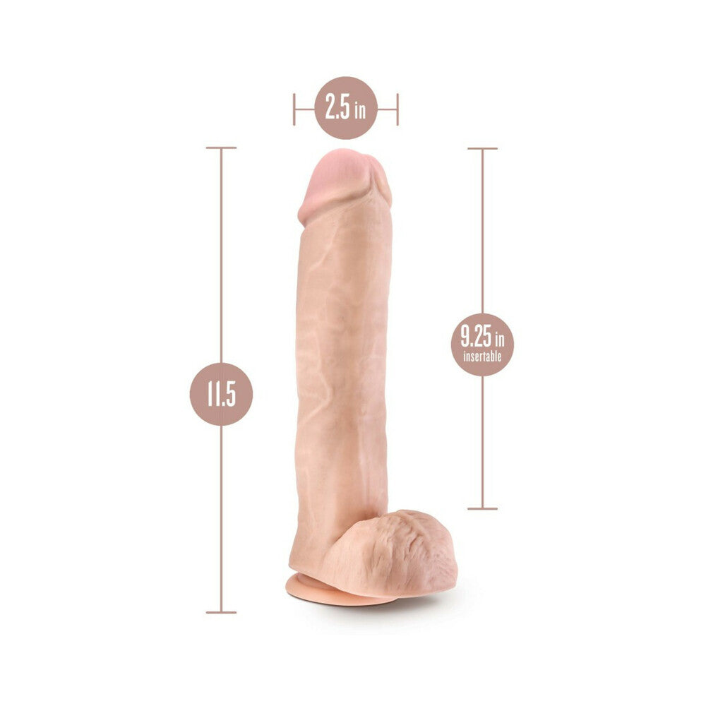 AU NATUREL BIG JOHN 11.5 IN. POSABLE DUAL DENSITY DILDO WITH BALLS BEIGE