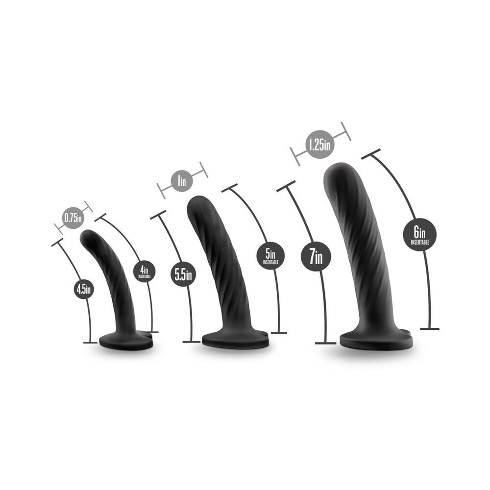 TEMPTASIA TWIST KIT 3-PIECE SILICONE DILDO SET BLACK