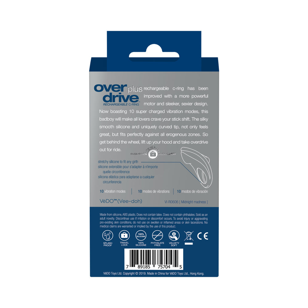 VEDO - ANILLO VIBRADOR RECARGABLE OVERDRIVE+ - LOCURA DE MEDIANOCHE