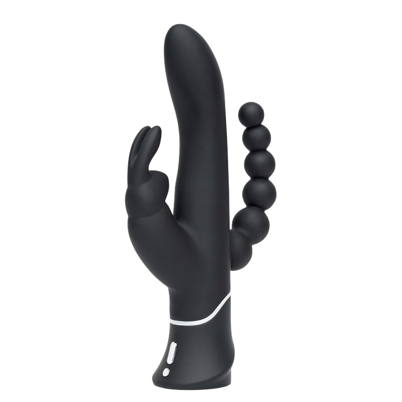HAPPY RABBIT - VIBRADOR RABBIT TRIPLE RECARGABLE DE SILICONA CON DOBLE ENTRADA NEGRO