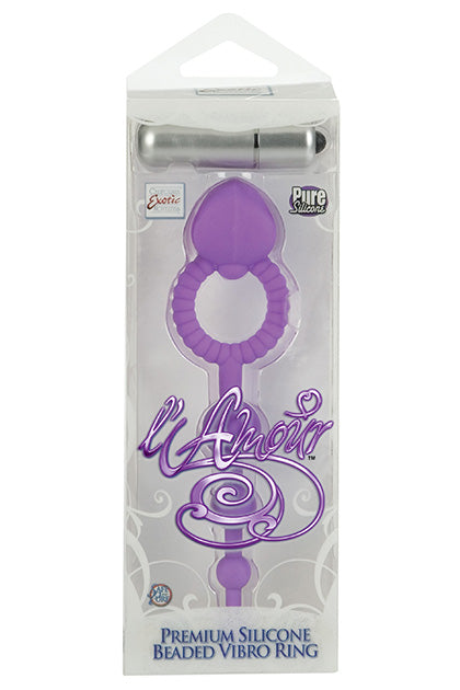 CALEXOTICS - ANILLO VIBRADOR DE SILICONA CON CUENTAS L'AMOUR PREMIUM - MORADO