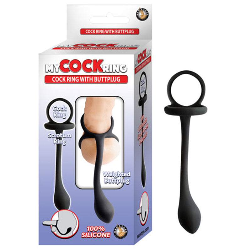 MY COCKRING COCKRING WITH WEIGHED BUTTPLUG BLACK