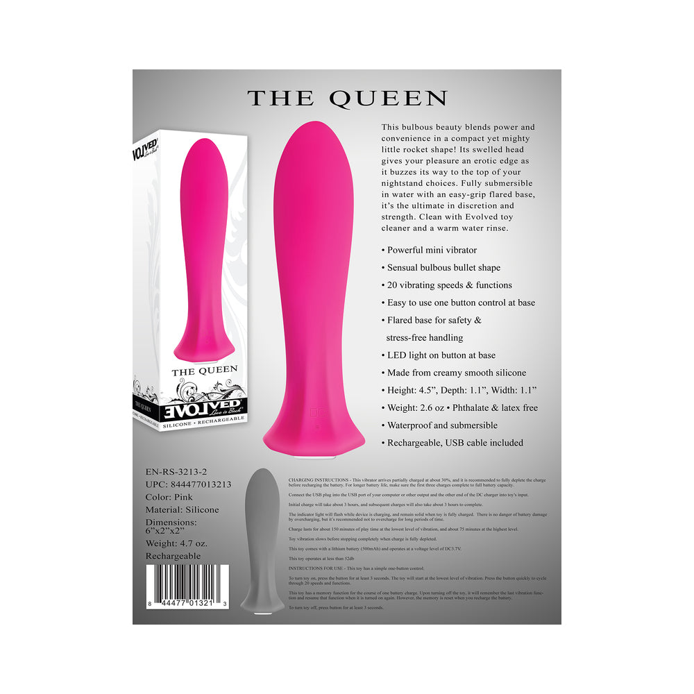 THE QUEEN RECHARGEABLE SILICONE MINI VIBRATOR PINK
