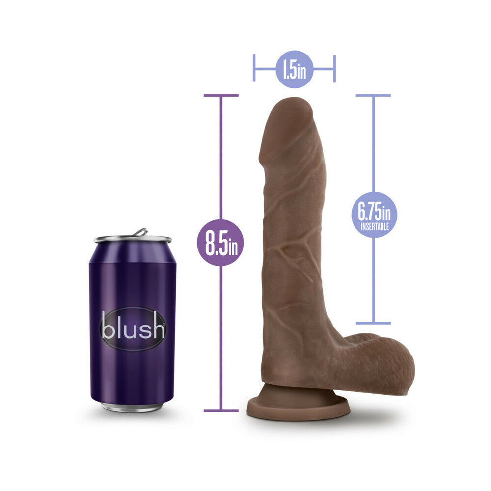 AU NATUREL MISTER PERFECT 8.5 IN. POSABLE DUAL DENSITY DILDO WITH BALLS BROWN