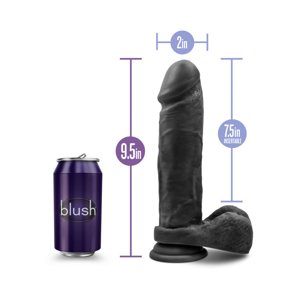 BLUSH - AU NATUREL BOLD MASSIVE 9 IN. POSABLE DUAL DENSITY DILDO WITH BALLS BLACK