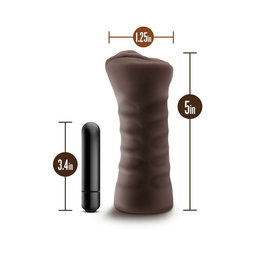 BLUSH - HOT CHOCOLATE BRIANNA VAGINA STROKER WITH BULLET VIBRATOR BROWN