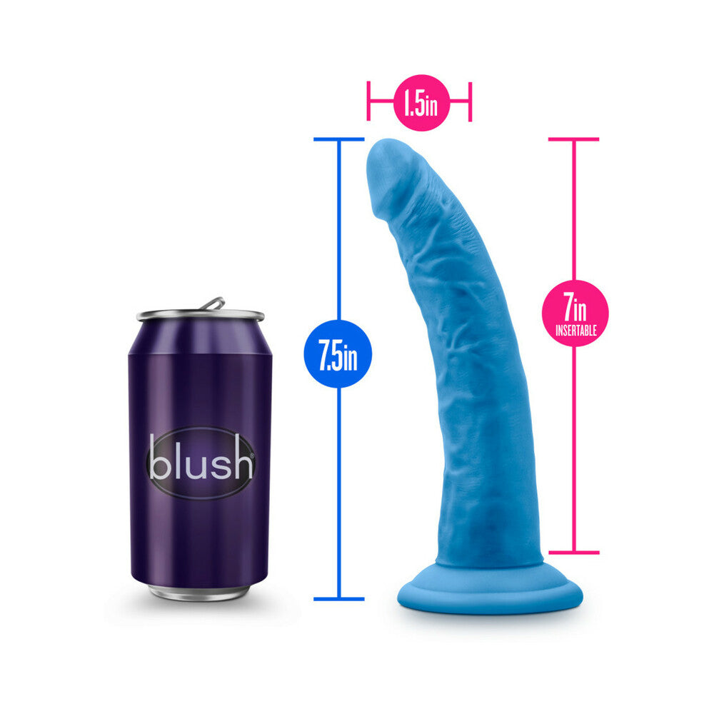 NEO ELITE 7.5 IN. SILICONE DUAL DENSITY DILDO NEON BLUE