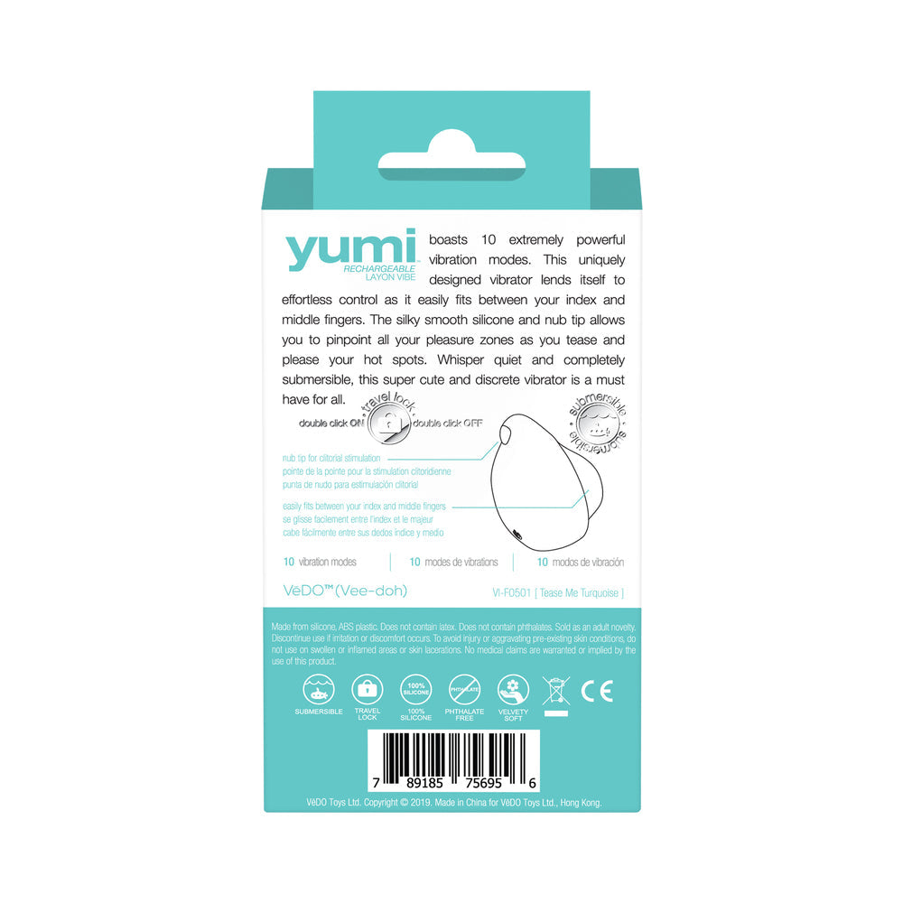 VEDO YUMI RECHARGEABLE FINGER VIBE - TEASE ME TURQUOISE