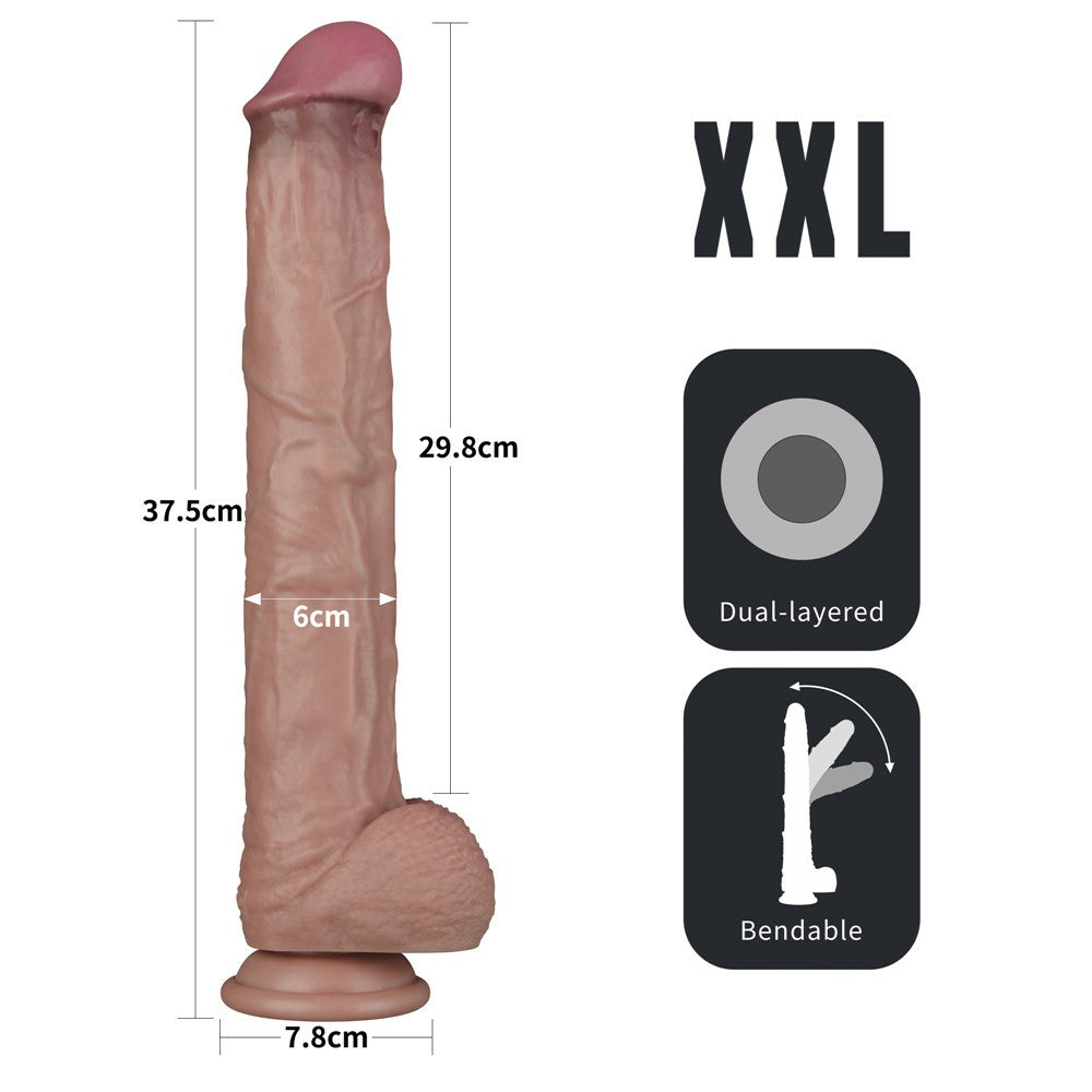 LOVETOY - 14.5'' DUAL LAYERED BENDABLE SILICONE COCK XXL(FLESH)