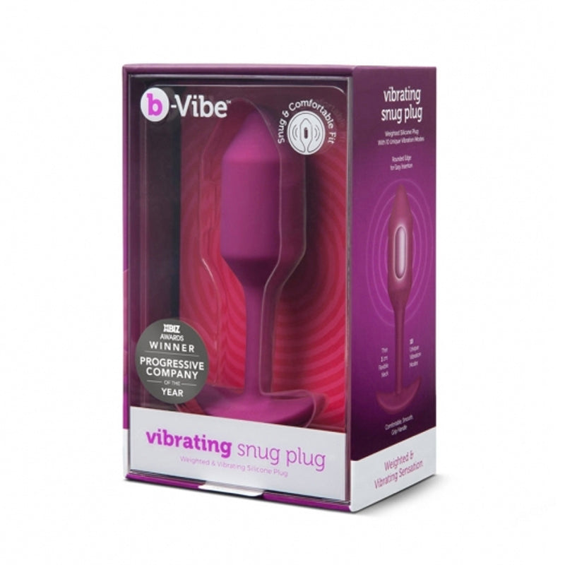 B-VIBE - VIBRATING SNUG PLUG 2 RECHARGEABLE WEIGHTED SILICONE ANAL PLUG ROSE