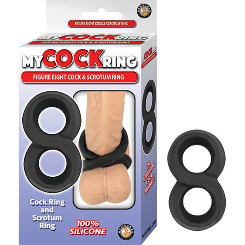 MY COCKRING FIGURE EIGHT COCK & SCROTUM RING BLACK