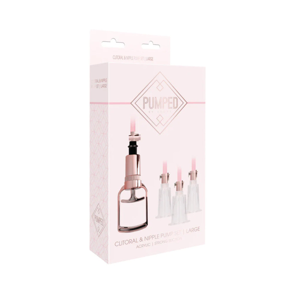PUMPED 4-PIECE CLITORAL & NIPPLE PUMP KIT ROSE GOLD LARGE