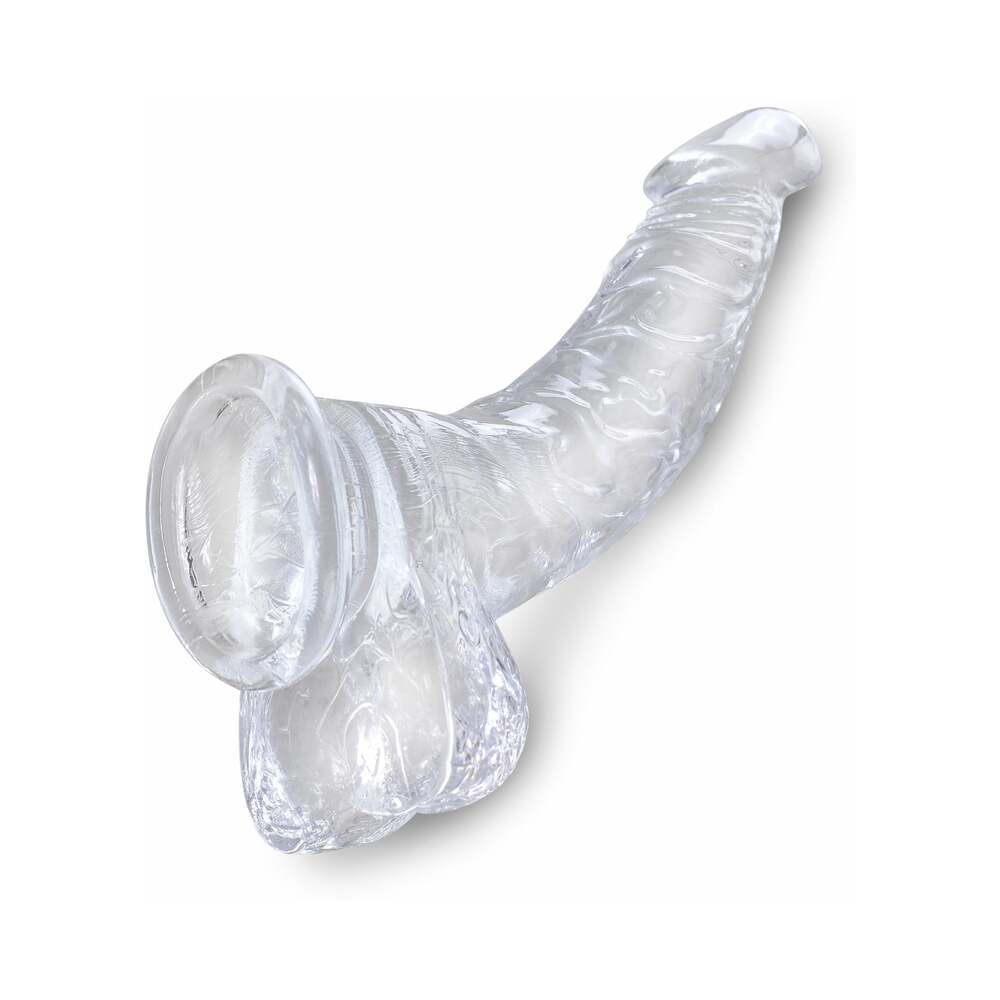 KING COCK - CLEAR REALISTIC CURVED PENIS WITH BALLS 16.5 CM TRANSPARENT