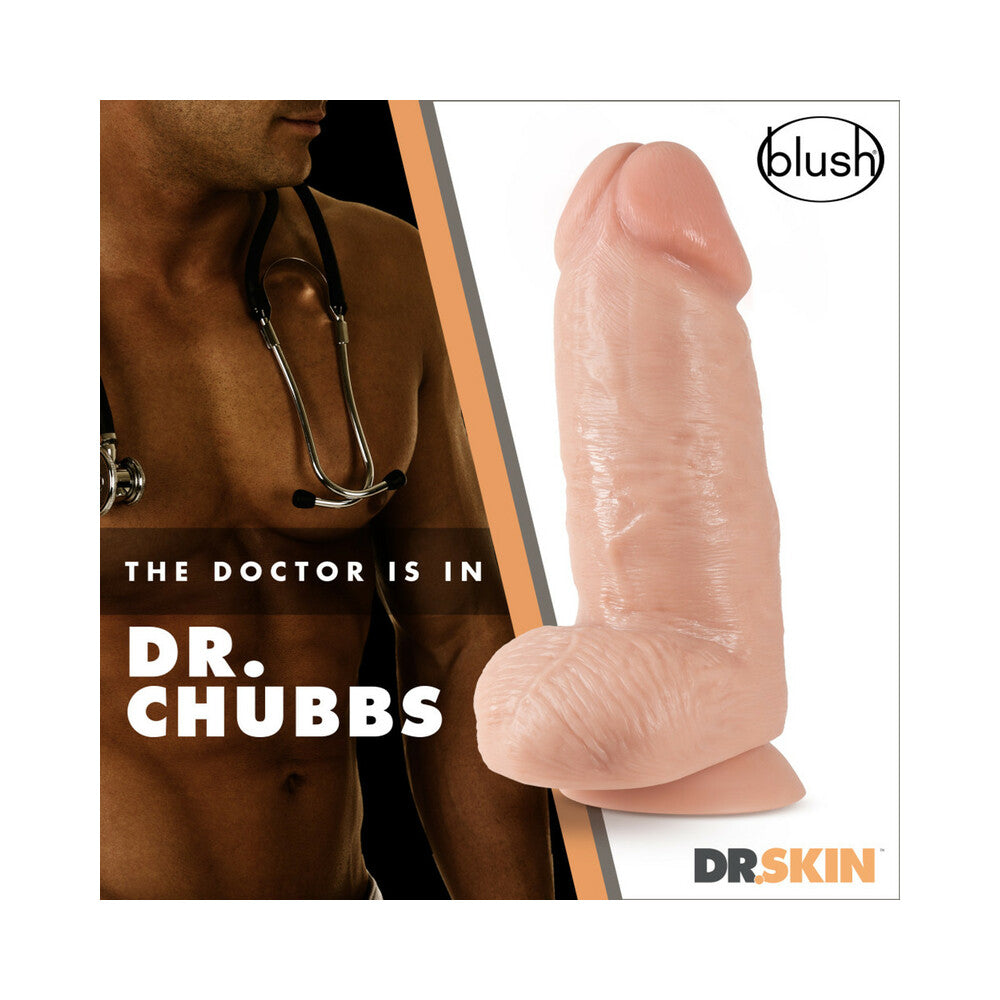 DR. SKIN DR. CHUBBS REALISTIC 10 IN. DILDO WITH BALLS BEIGE