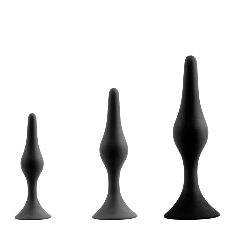 NMC - BACK UP 3",4",5.5" SILICONE BUTT PLUG W/SUCTION CUP (3PCS IN 1 KIT SET)