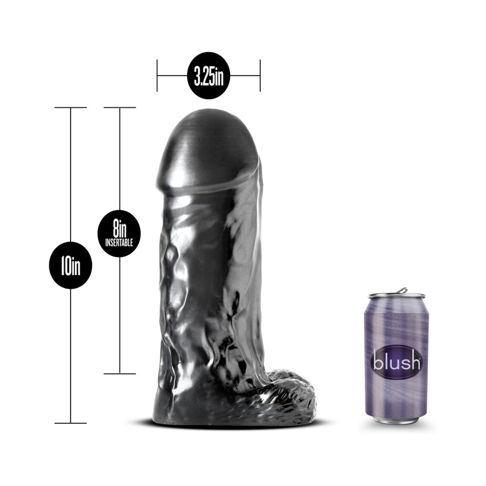BLUSH - JET DESTROYER DILDO REALISTA DE 10 PULGADAS CON TESTÍCULOS NEGRO METALIZADO CARBONO