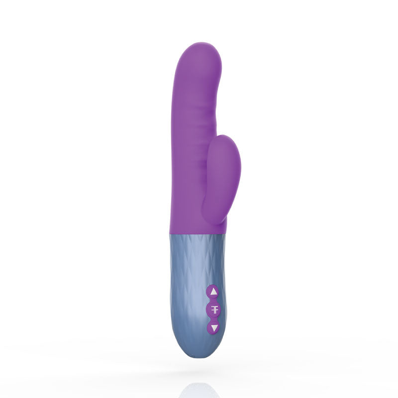FEMMEFUNN ESSENZA RECHARGEABLE SILICONE DUAL STIMULATION THRUSTING VIBRATOR PURPLE