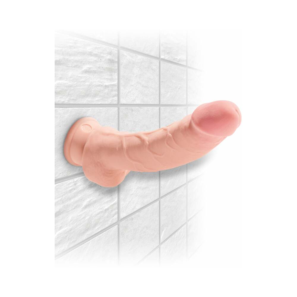 KING COCK PLUS 8 IN. TRIPLE DENSITY COCK WITH BALLS REALISTIC SUCTION CUP DILDO BEIGE