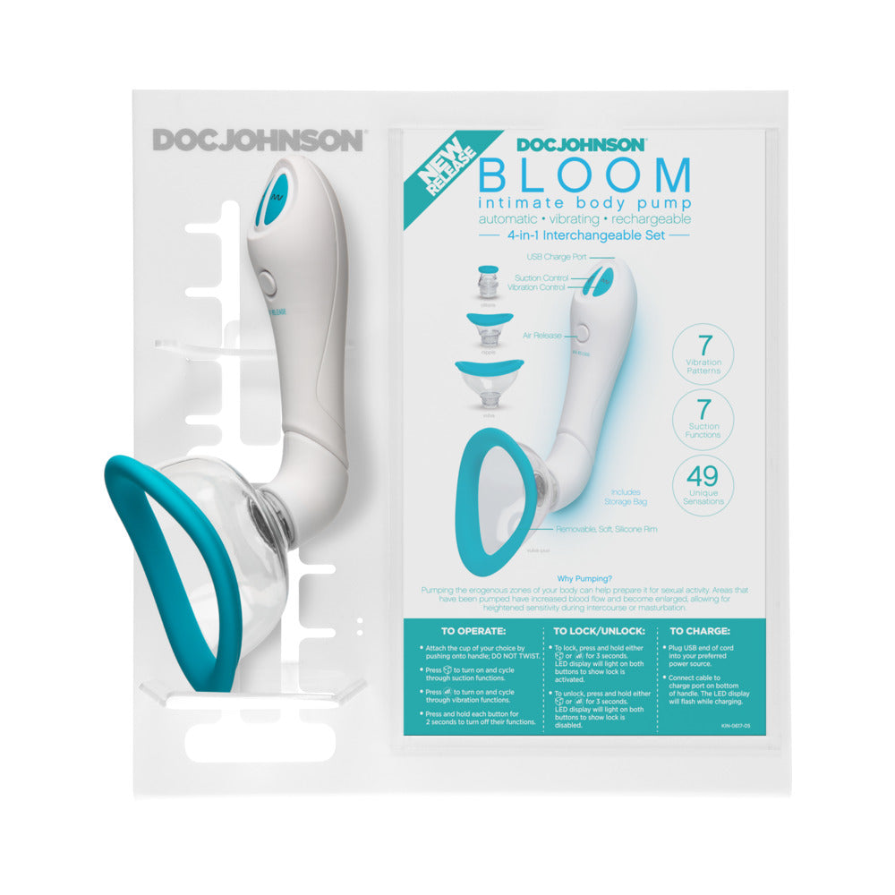 DOC JOHNSON - BLOOM - INTIMATE BODY PUMP - AUTOMATIC - VIBRATING - RECHARGEABLE PURPLE/WHITE