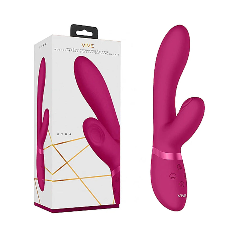 SHOTS - VIVE KYRA RECHARGEABLE PULSE-WAVE SILICONE RABBIT VIBRATOR PINK