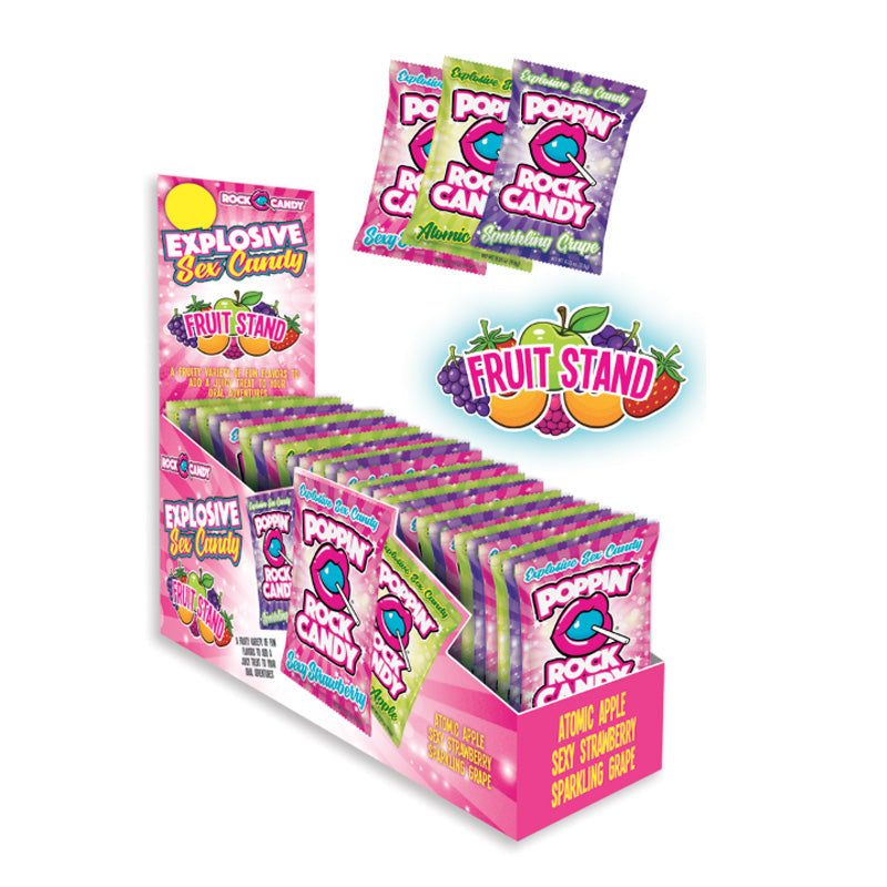 ROCK CANDY - POPPING ROCK CANDY FRUIT STRAND 36PC DISPLAY