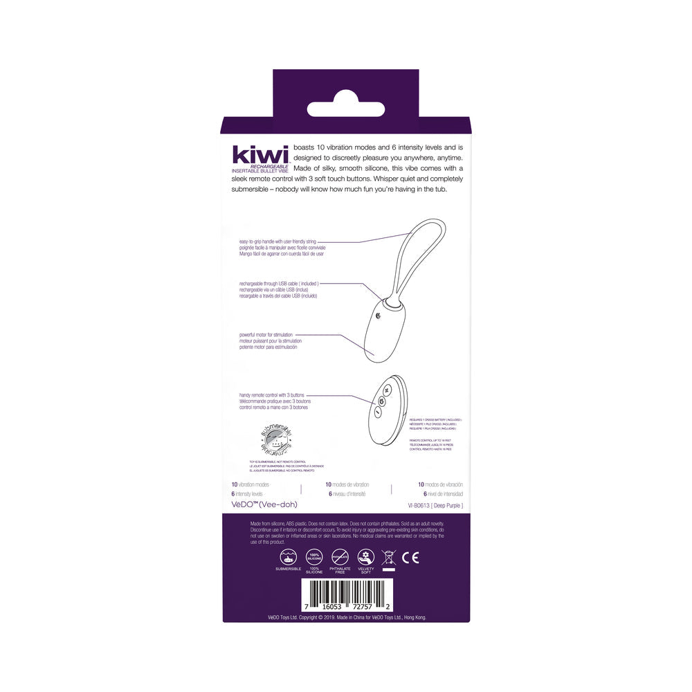 VEDO - KIWI RECHARGEABLE INSERTABLE BULLET DEEP PURPLE