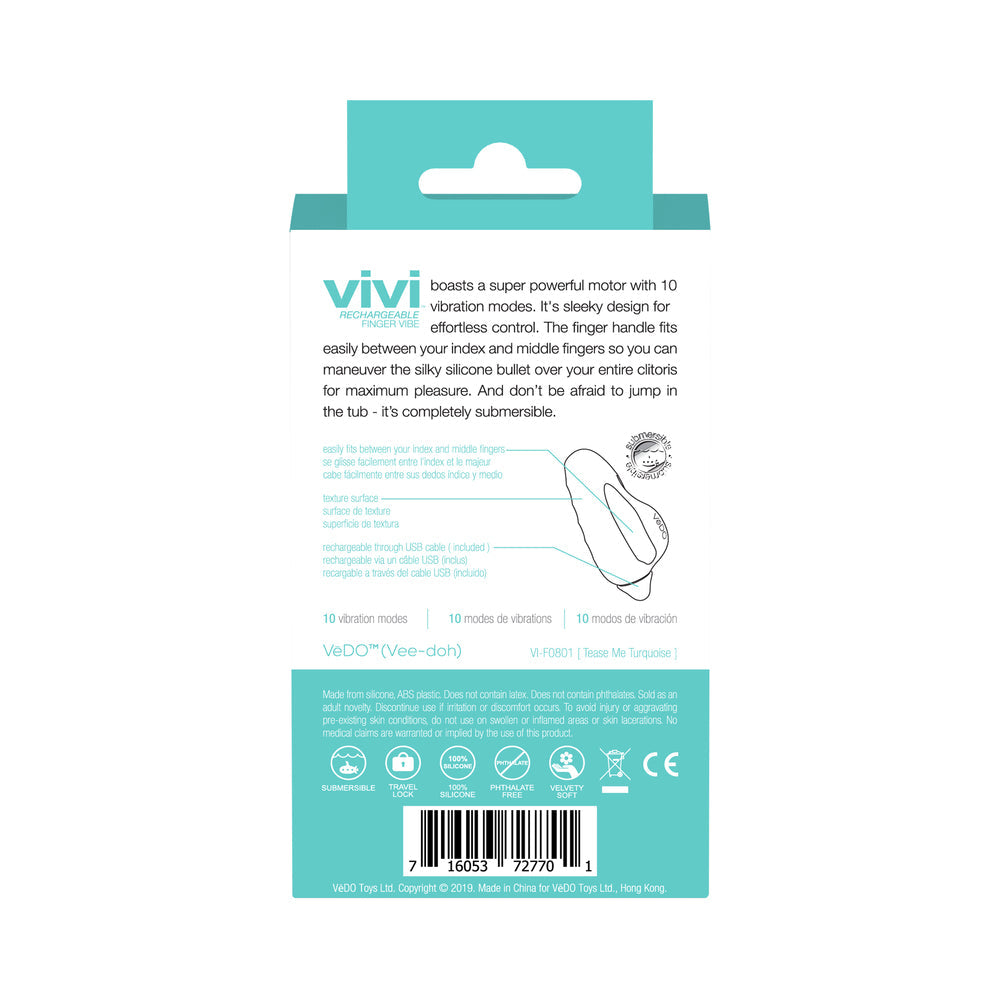 VEDO - VIVI RECHARGEABLE FINGER VIBE TEASE ME TURQUOISE