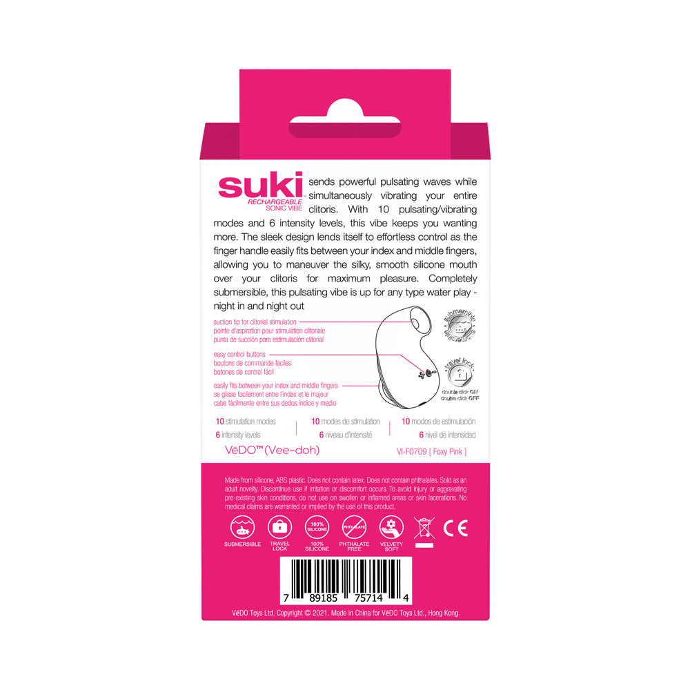 VEDO - SUKI SONIC SUCTION RECHARGEABLE VIBRATOR FOXY PINK