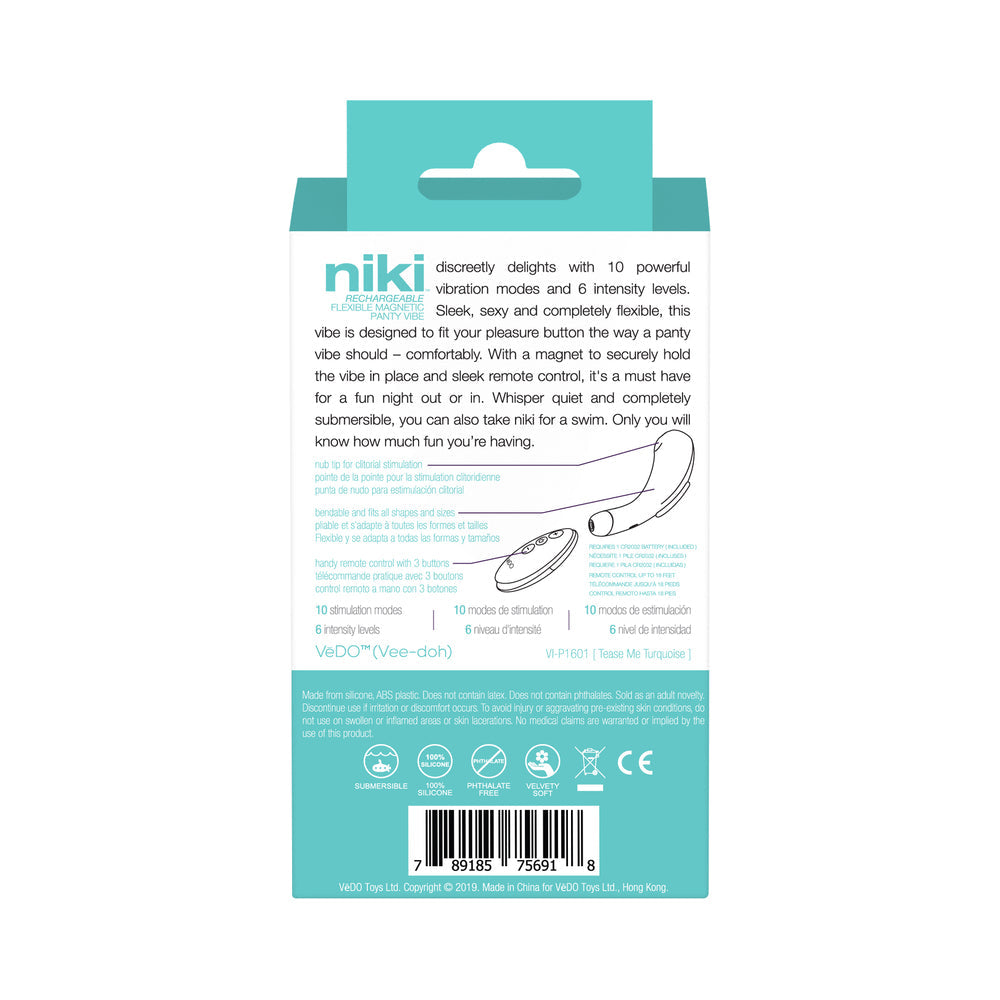 VEDO - NIKI RECHARGEABLE PANTY VIBE TEASE ME TURQUOISE