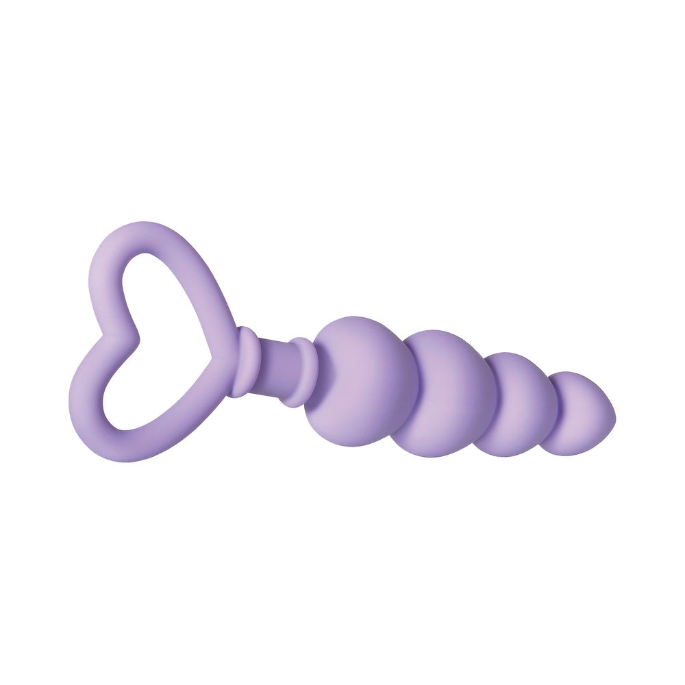 EVOLVED - SWEET TREAT HEART-SHAPED BEADED SILICONE ANAL PLUG LIGHT PURPLE