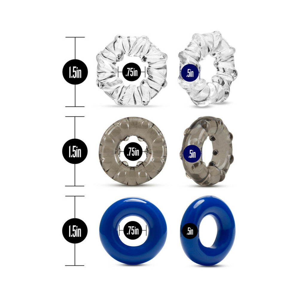 STAY HARD TRIPLE STRETCH COCKRINGS 3-PACK ASSORTED COLORS