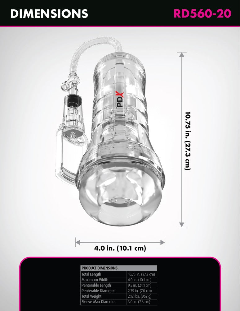 PIPEDREAM - PDX ELITE - VIEWTUBE VAC XXL PUMP SEE-THRU EZ-GRIP PUMP STROKER