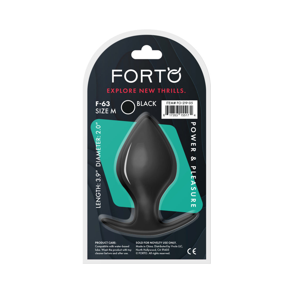 FORTO - F-63 RATTLER SPADE SILICONE ANAL PLUG MEDIUM BLACK