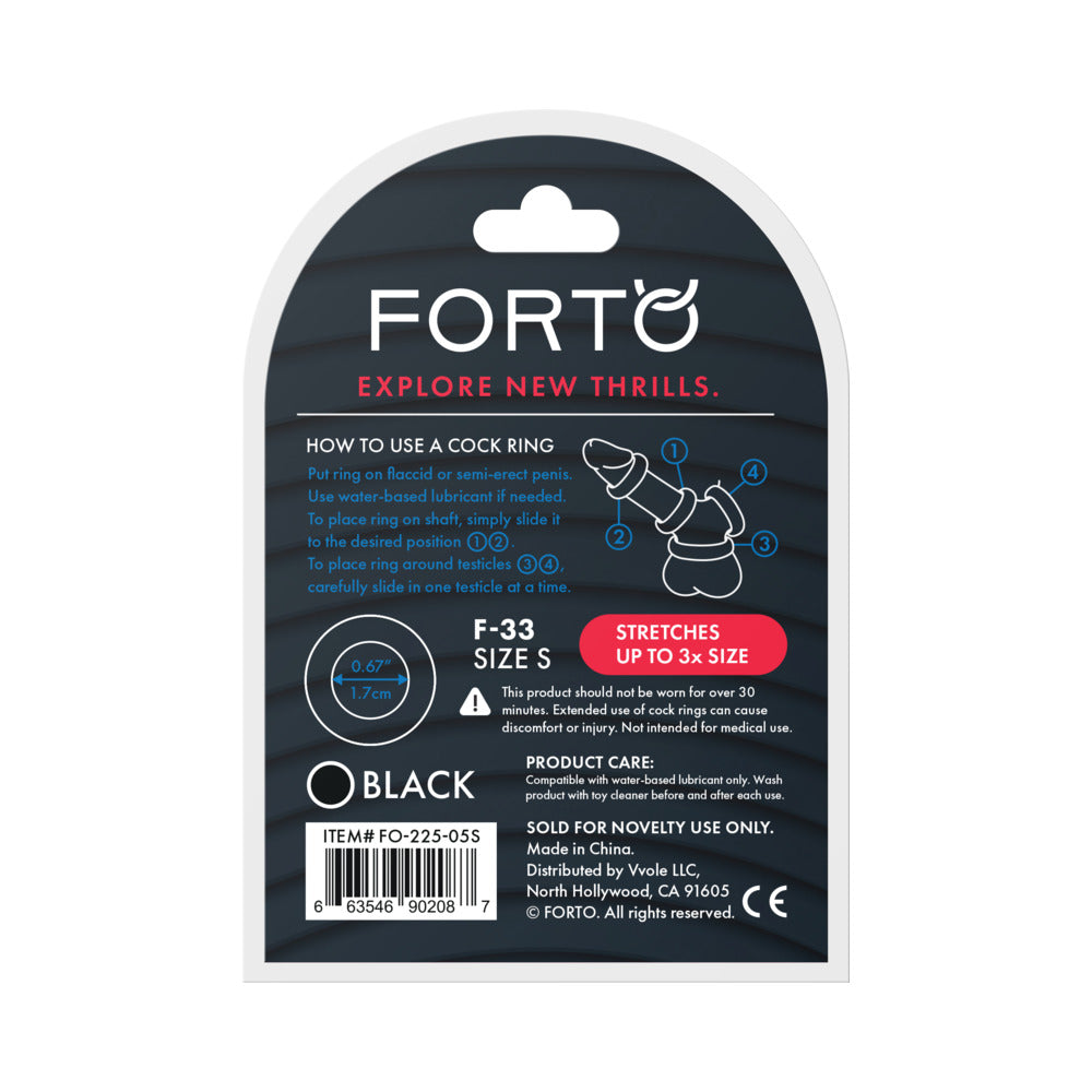 FORTO - F-33 LIQUID SILICONE COCKRING SMALL BLACK