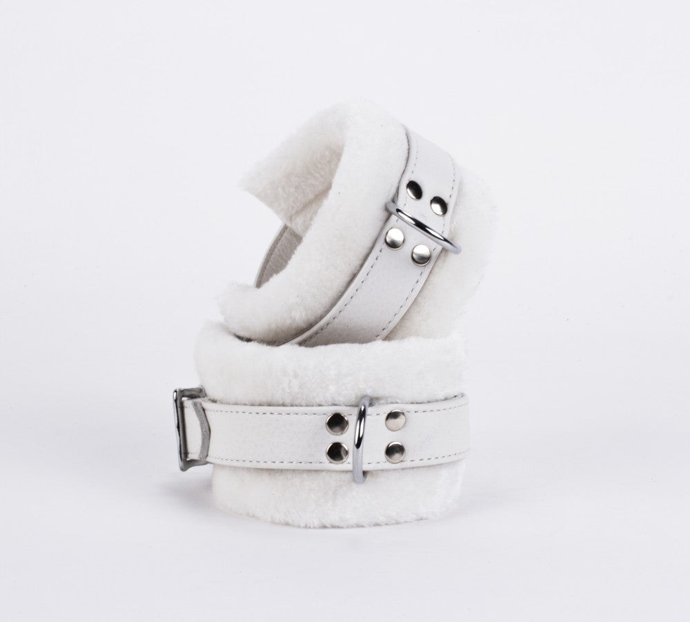 DEVIL STICKS - HANDCUFF DESIGN MADE IN CALF SOFTY LEATHER WHITE