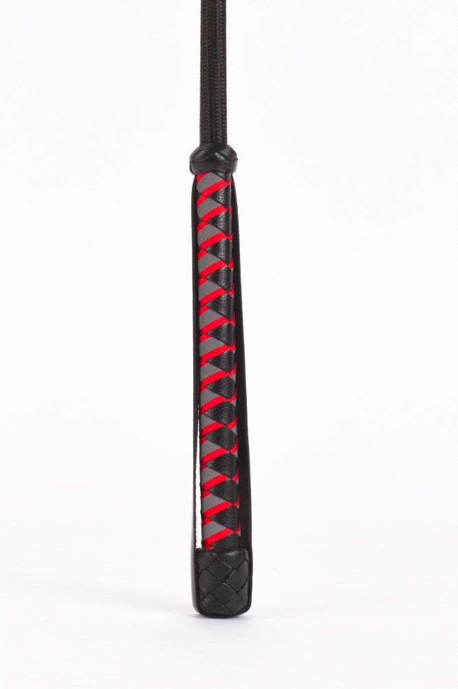 DEVIL STICKS - NYLON STICK WITH NEON STRIP AND GOAT KID LEATHER HANDLE NUBUCK LEATHER BLACK