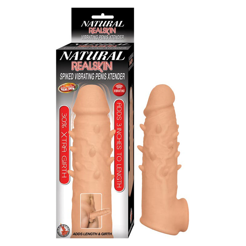 NASSTOYS - NATURAL REALSKIN SPIKED VIBRATING PENIS XTENDER - WHITE