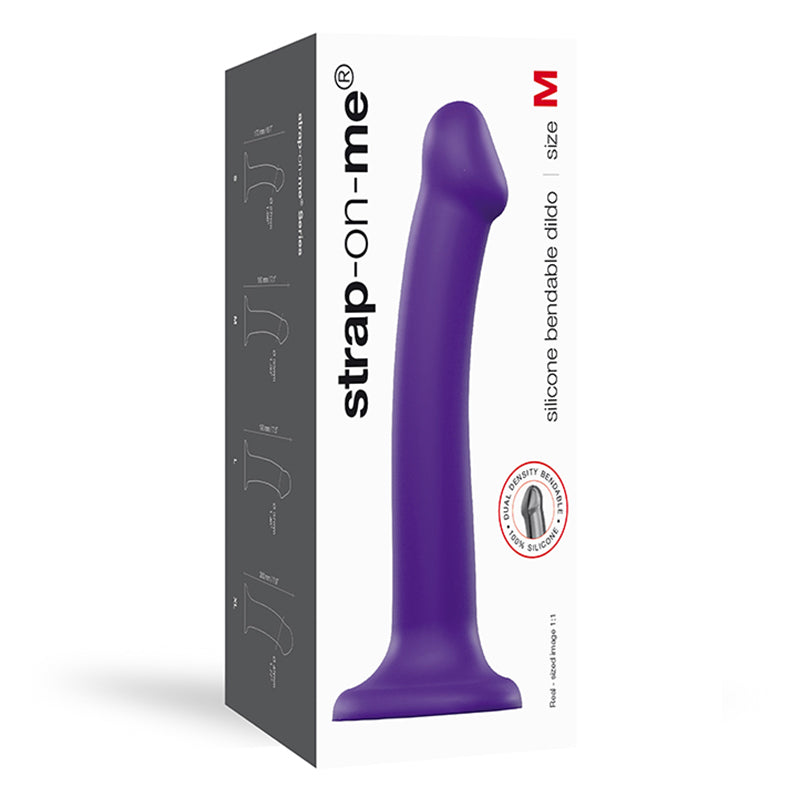 STRAP-ON-ME BENDABLE DUAL-DENSITY SILICONE SUCTION CUP DILDO PURPLE M