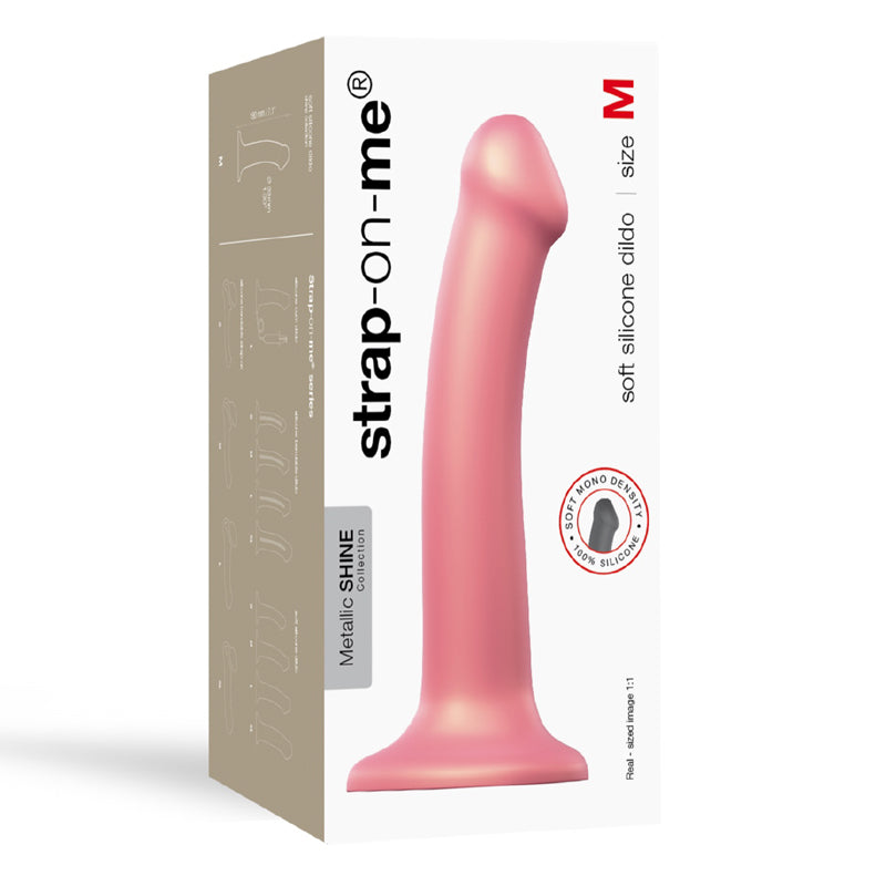 LOVELY PLANET - STRAP-ON-ME METALLIC SHINE COLLECTION SOFT SINGLE-DENSITY SILICONE DILDO VIEUX ROSE M