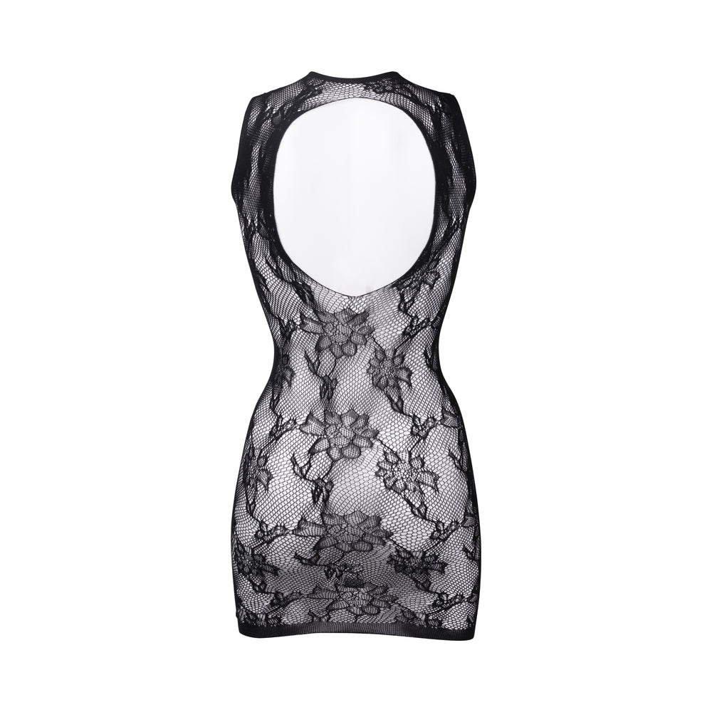 LE DESIR HIGH NECK LACE MINI DRESS BLACK O/S