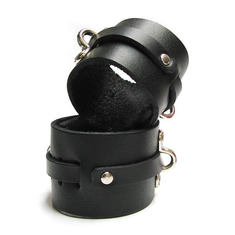 STOCKROOM - KINKLAB BONDAGE BASICS LEATHER ANKLE CUFFS - BLACK