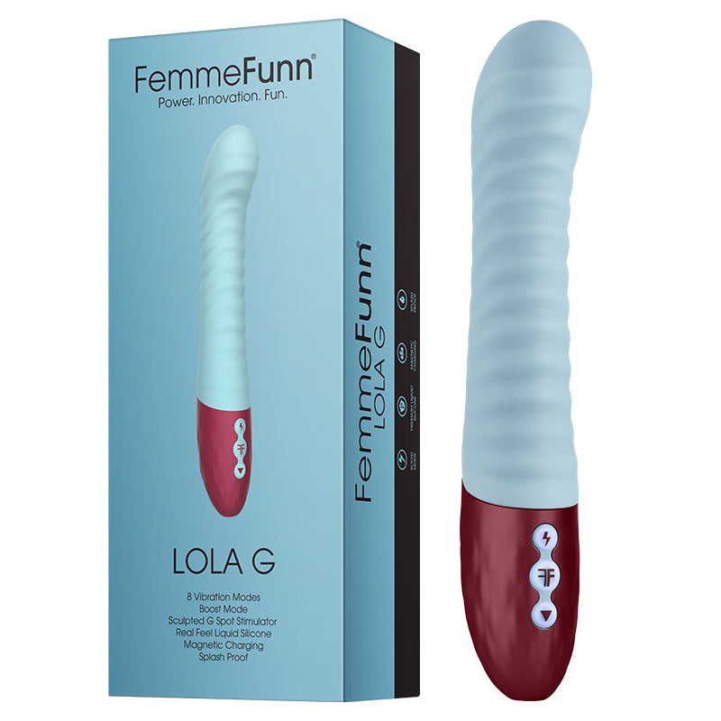 FEMMEFUNN - VIBRADOR DE SILICONA RECARGABLE PARA PUNTO G LOLA G AZUL CLARO