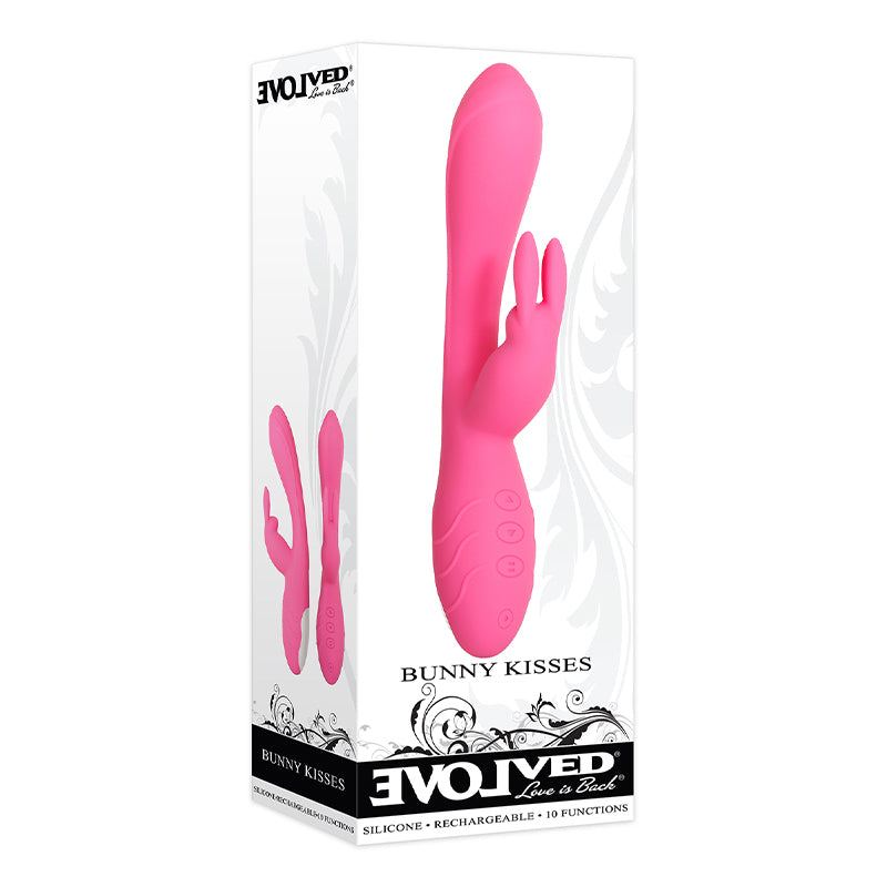 EVOLVED BUNNY KISSES RECHARGEABLE SILICONE RABBIT VIBRATOR PINK
